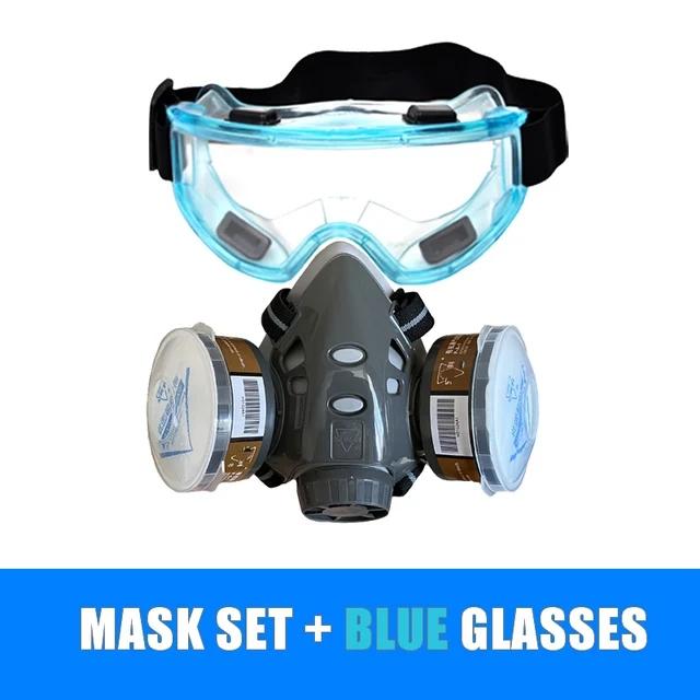 Half Face Gas Dust Industrial Mask Carbon Filtering Cartridge Wide Vision Safety Goggles Spraying Painting Work Safe Protective