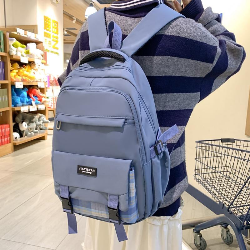 Student Backpack Couple Backpack Campus Plaid School Bag