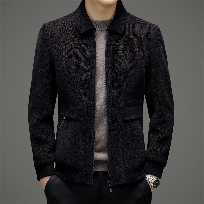Autumn and Winter New Men's Jacket Business Casual Knitted Take-off Lapel Jacket Jacket Chenille Cotton Thick Jacket