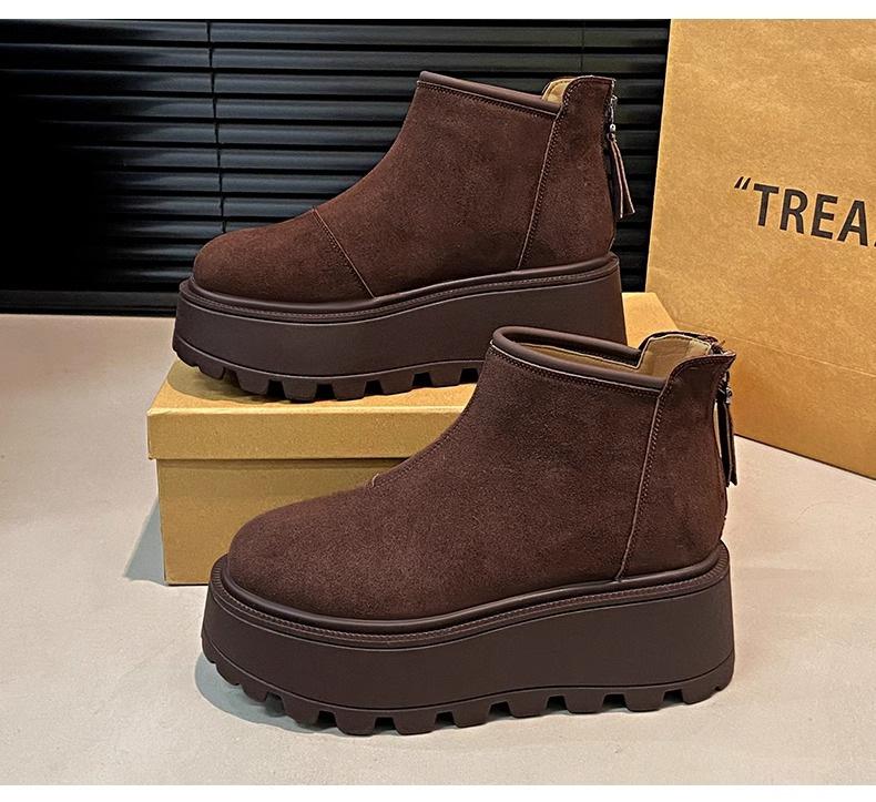 

Увеличивающие рост зимние ботинки на толстой подошве женские и женские ботинки Мартин зимние бархатные теплые хлопковые ботинки короткие ботинки 40 темно-коричневого