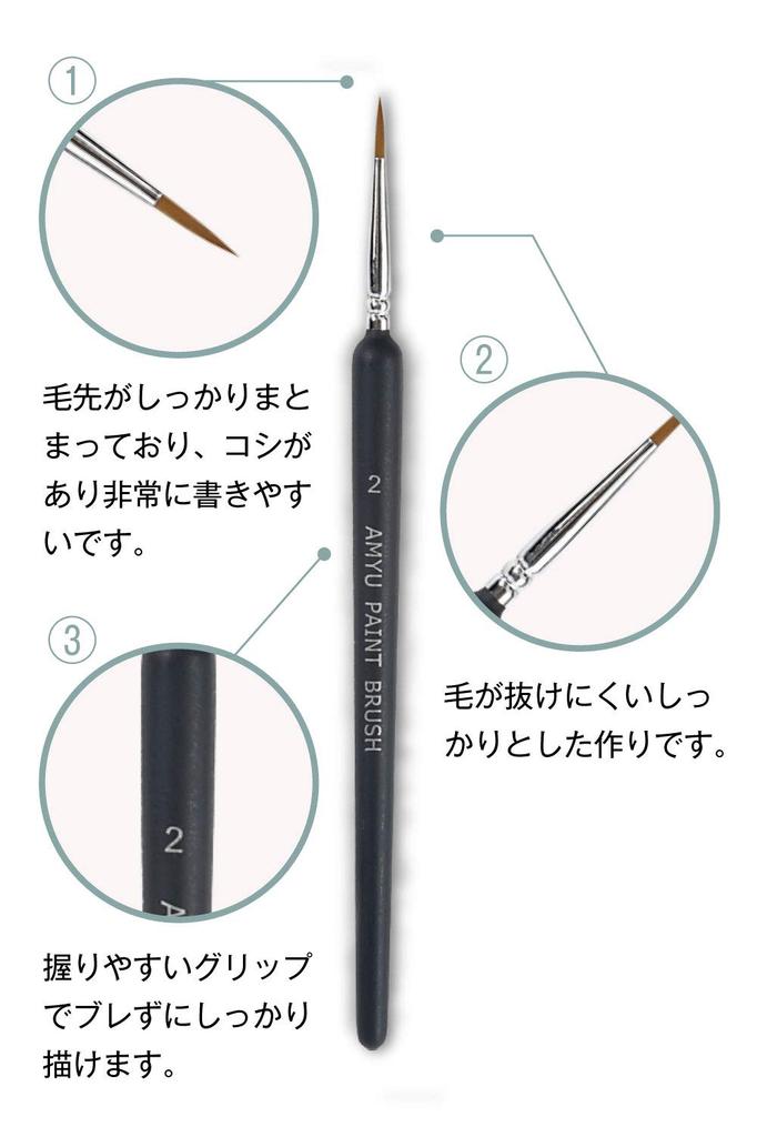 Amyu Paint for Painting Plastic Models and Set Brushes, Black, Figures, 11-Piece