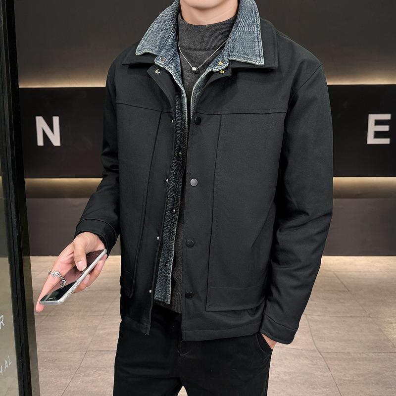 % White Duck Down Fake Two-piece Down Jacket Men's Winter New Loose Lapel Casual Jacket Men's