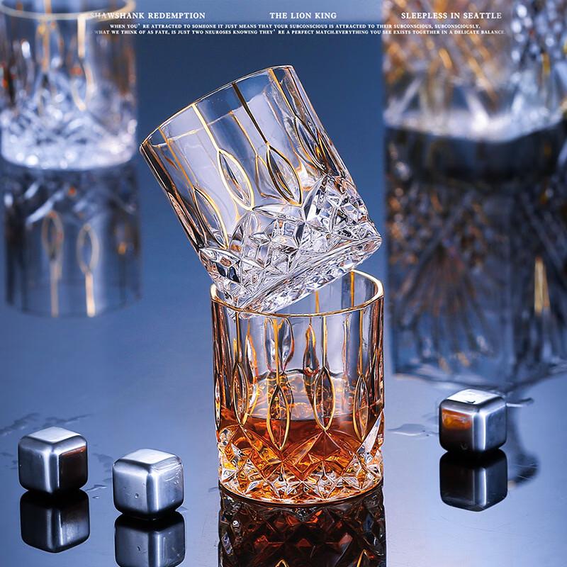 European Luxury Hand-Painted Gold Crystal Whiskey Decanter Set