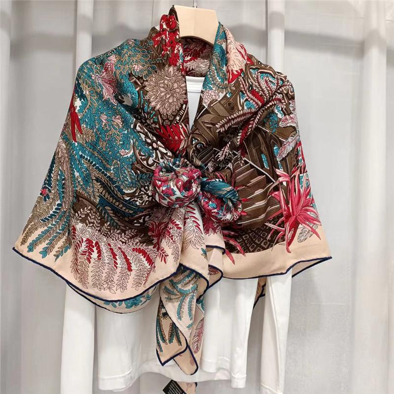 Hochwertiger doppelseitiger quadratischer Schal aus Maulbeerseide und Kaschmir, Herbst- und Winterschal, warmer Schal, Schal, Geschenk für Damen im chinesischen Stil