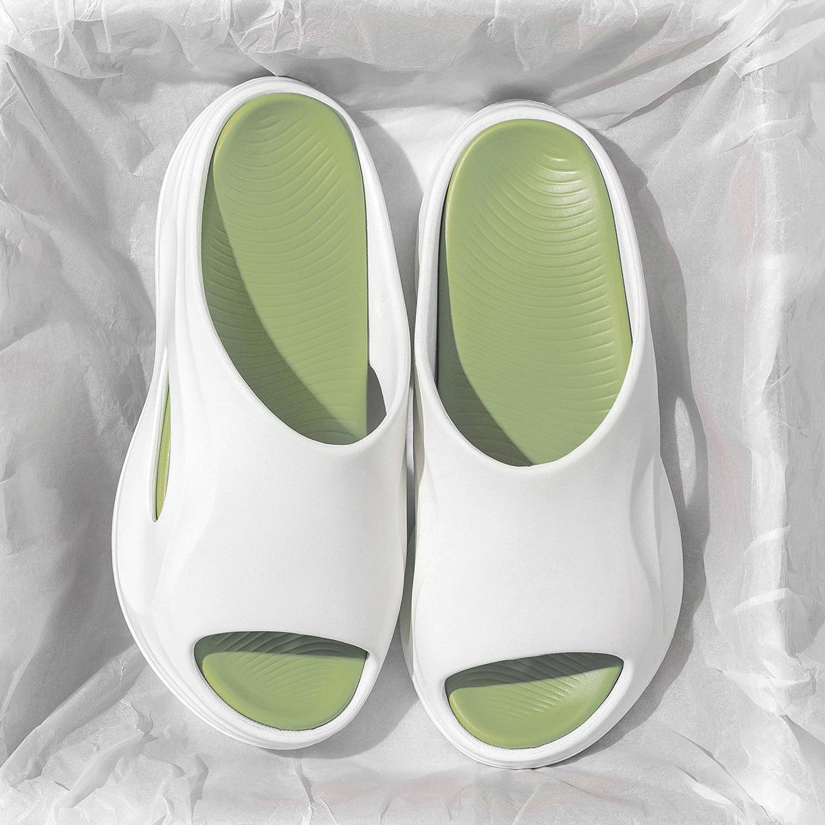 

Летние мужские домашние тапочки Толстая подошва Пляжные уличные шлепанцы Модные Удобные Нескользящие тапочки Дышащие Повседневные Женские домашние тапочки 44-45 зелёный