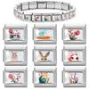 1PC Creative Personalized Tulip Lovely Cats Rabbit Star Heart Italian Charm Fit 9MM Stainless Steel Bracelet DIY Making Gift