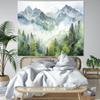 Atrippy Forest Nature Tapestry for Bedroom, Green Misty Foggy Mountain Sage Trees Wall Tapestry
