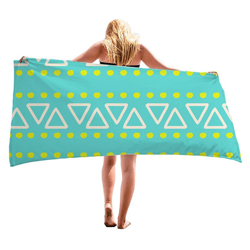 Simple cartoon pattern digital-printed polyester Superfine fiber double-sided fleece Beach vacation bath towel, beach towel