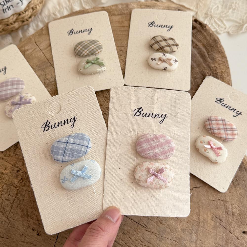 2 szt. Klipsy do włosów w kratę w stylu koreańskim dla małych dziewczynek, słodkie kokardy, klipsy BB, spinki do włosów, wsuwki, akcesoria do włosów dla dzieci