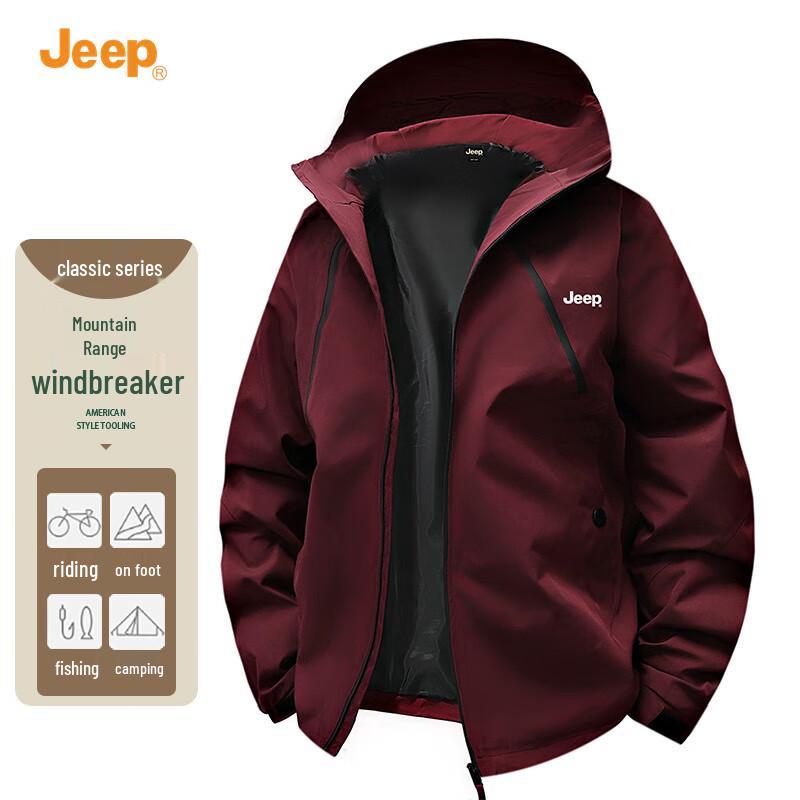

JEEP Men s 2025 Autumn Hooded Windproof Casual Jacket 2XL