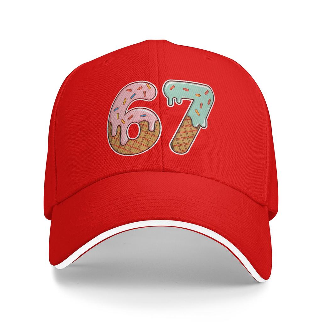 67 Ice Cream 67 Meme Funny Six Seven Gen Baseball Cap  Fitted Retro Trucker Hat Spring Unisex Men Running Hippie Baseball Caps