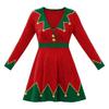 Christmas Elf Girl Costume Dress With Long Sleeves For Holiday Party Performances