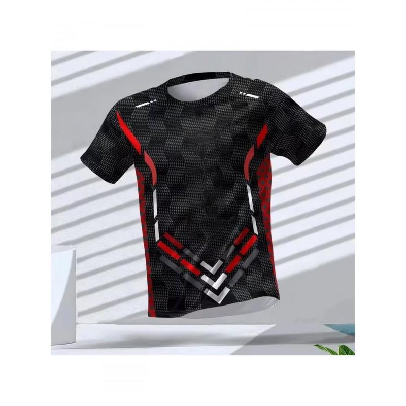 Mens 3D Digital Print Athletic Running Tee - Breathable Quick Dry Short Sleeve T-Shirt Workout
