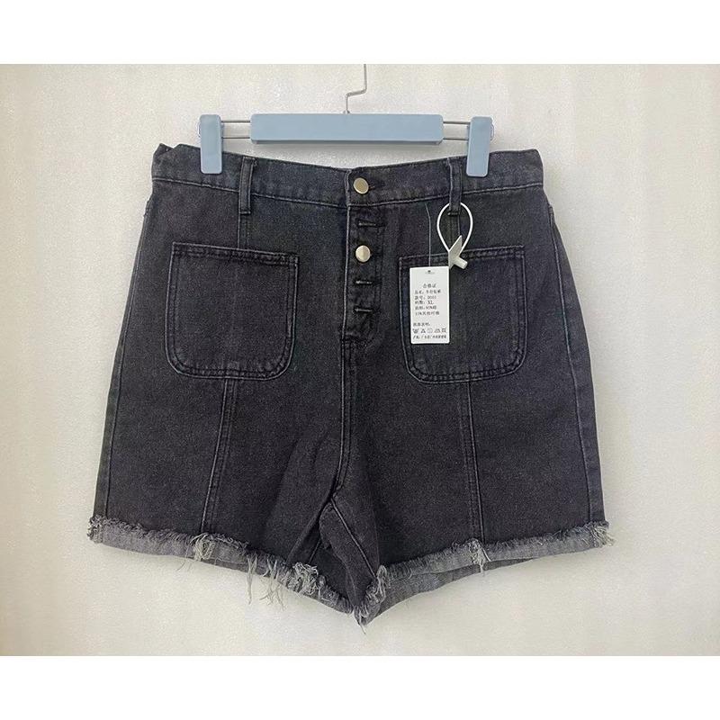 

Джинсовые шорты больших размеров, женские летние свободные брюки из мешковины с высокой талией, широкие брюки Tide 8XL чёрный