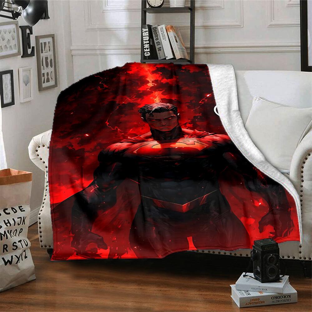 1pc Superman Black Flannel Blanket Soft Warm Throw for Home, Office, Travel, All-Season Cozy Bedding GiftL1052