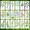 Wildflower Plant Painting Template - Morino Realm 18pcs Inkjet Wall Stencil Set for Botanical Art & Home Decor Supplies