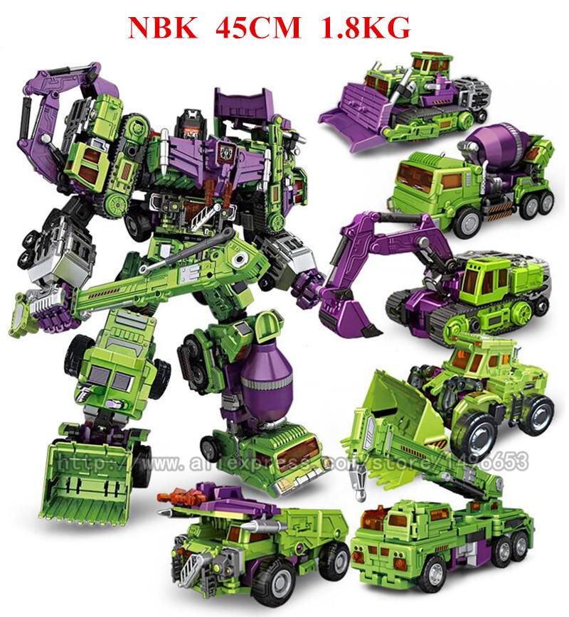 Oversize 6 IN 1 Transformation Devastator Toys Boy Robot Car KO G1 Excavator Trucks Model Action Figure Kid Adult