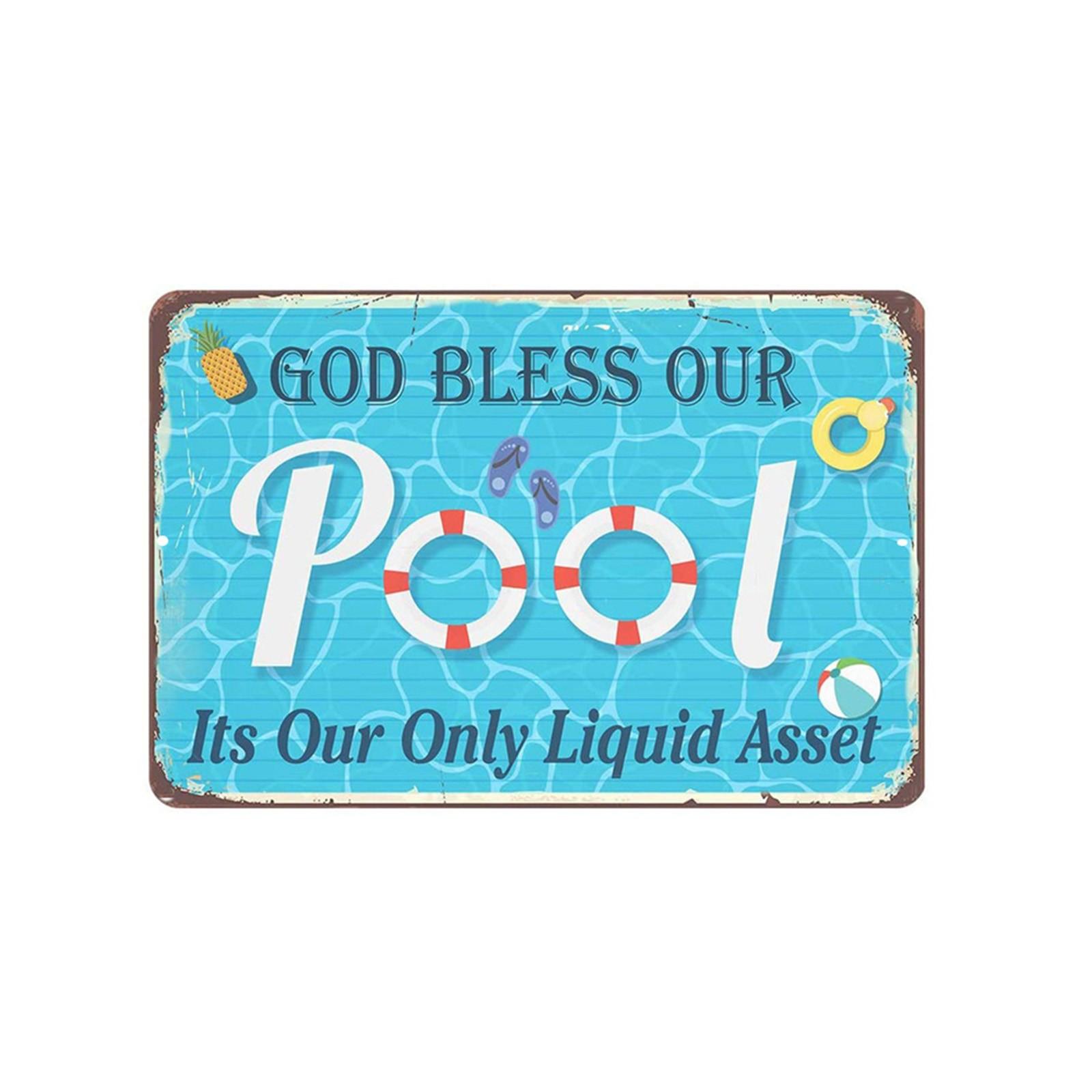 

Metal Pool Sign Decorative Wall Plaque Vintage Style Rectangle Design Suitable for Indoor Outdoor Use Durable Material One Size