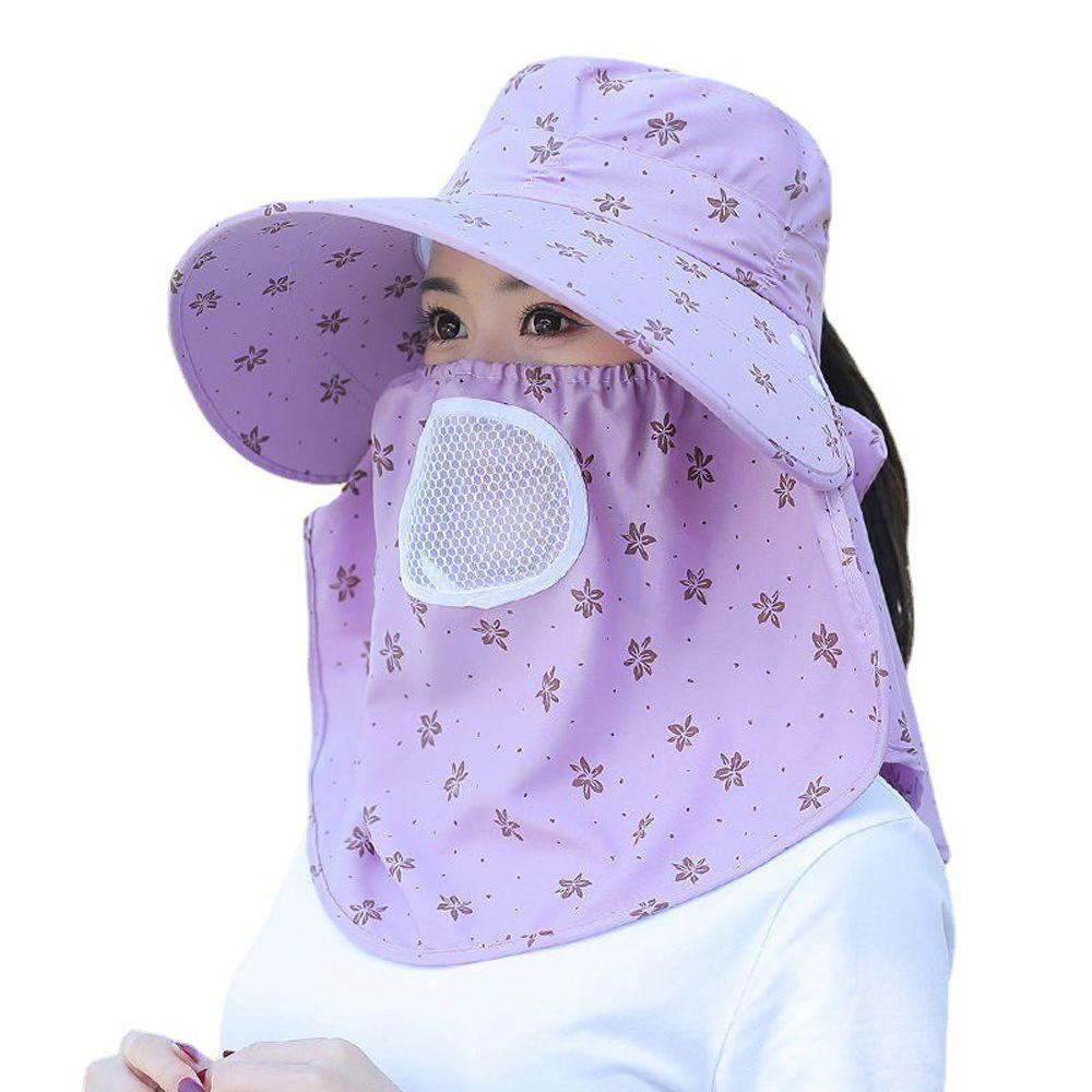 Do Farming Work Summer UV Protection Flower Print Bucket Hat Women Sun Hat With Neck Flap