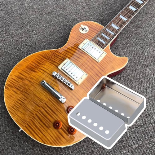 Yibuy Set of 2 Chrome Humbucker Pickup Covers for 50/52mm Guitar