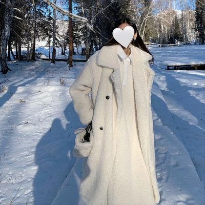 New Loose and Thickened Long Imitation Lamb Wool Coat Women's Winter White Imitation Fur Fur Coat