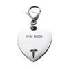 Unique Heart Shaped Id Pendant Keyring,Stainless Steel Custom Engraved Alert Alert Keychain