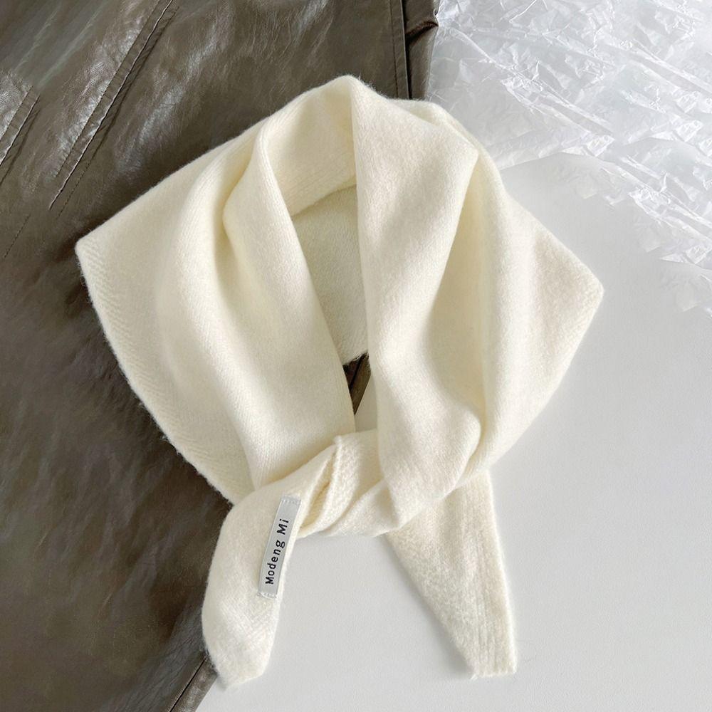 Cashmere-like Wool Blend Scarf Solid Color Knitted Scarf Triangular Short Shawl Women's Wear