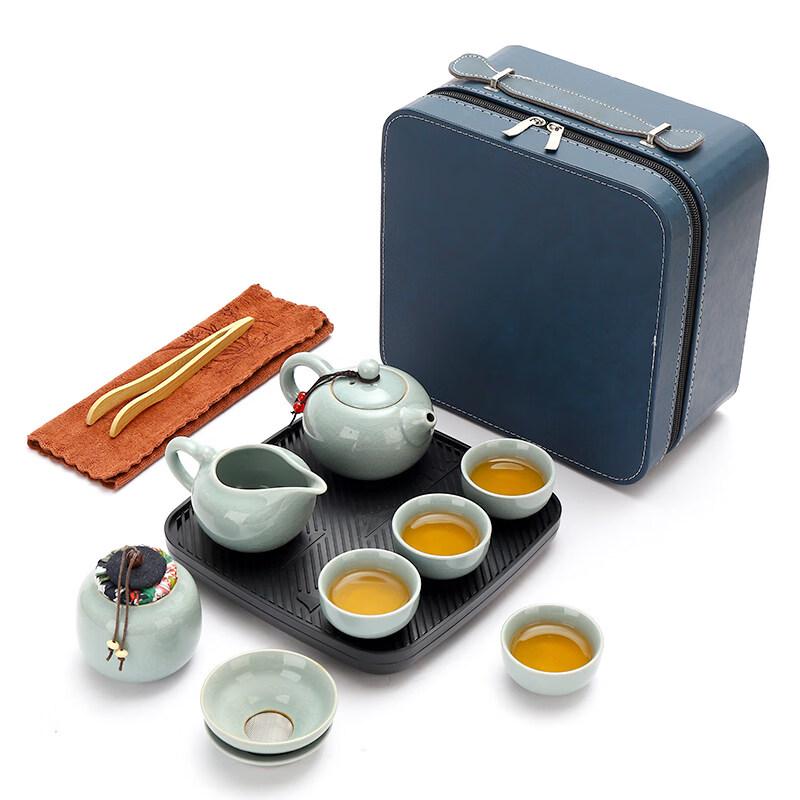 Qinliang Portable Ceramic Travel Tea Set (1 Pot, 4 Cups)
