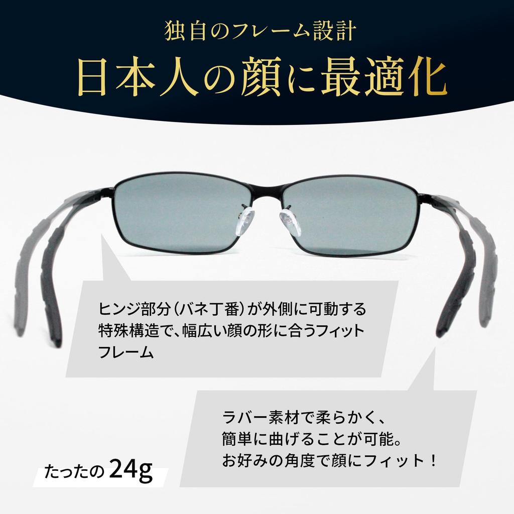 Bokenoh Polarized Sunglasses for and Metal Cool Face Black Men's Fishing, Sports, Driving, More. [Sabae Planning/Ultra-Lightweight Frame] CF-FB10-GR15