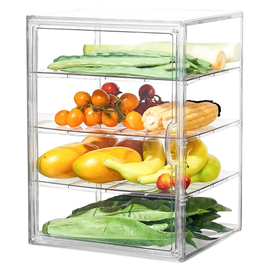 Bread Box 4-Tier Dessert Display Case Bread Box Acrylic Storage Organizer Holder Kitchen Airtight Acrylic Food Storage Organizer