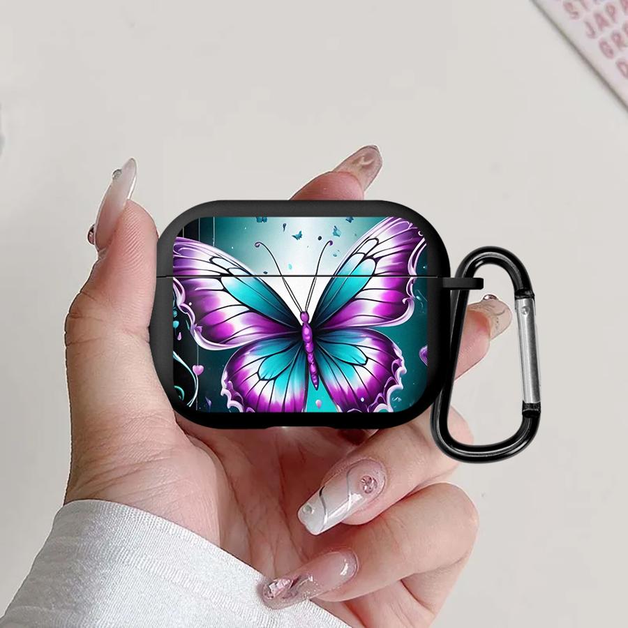 Case For Airpods Pro2 2 3 1 Pro3 Pro 4 Earphone Cases Cover Blue-green Butterfly