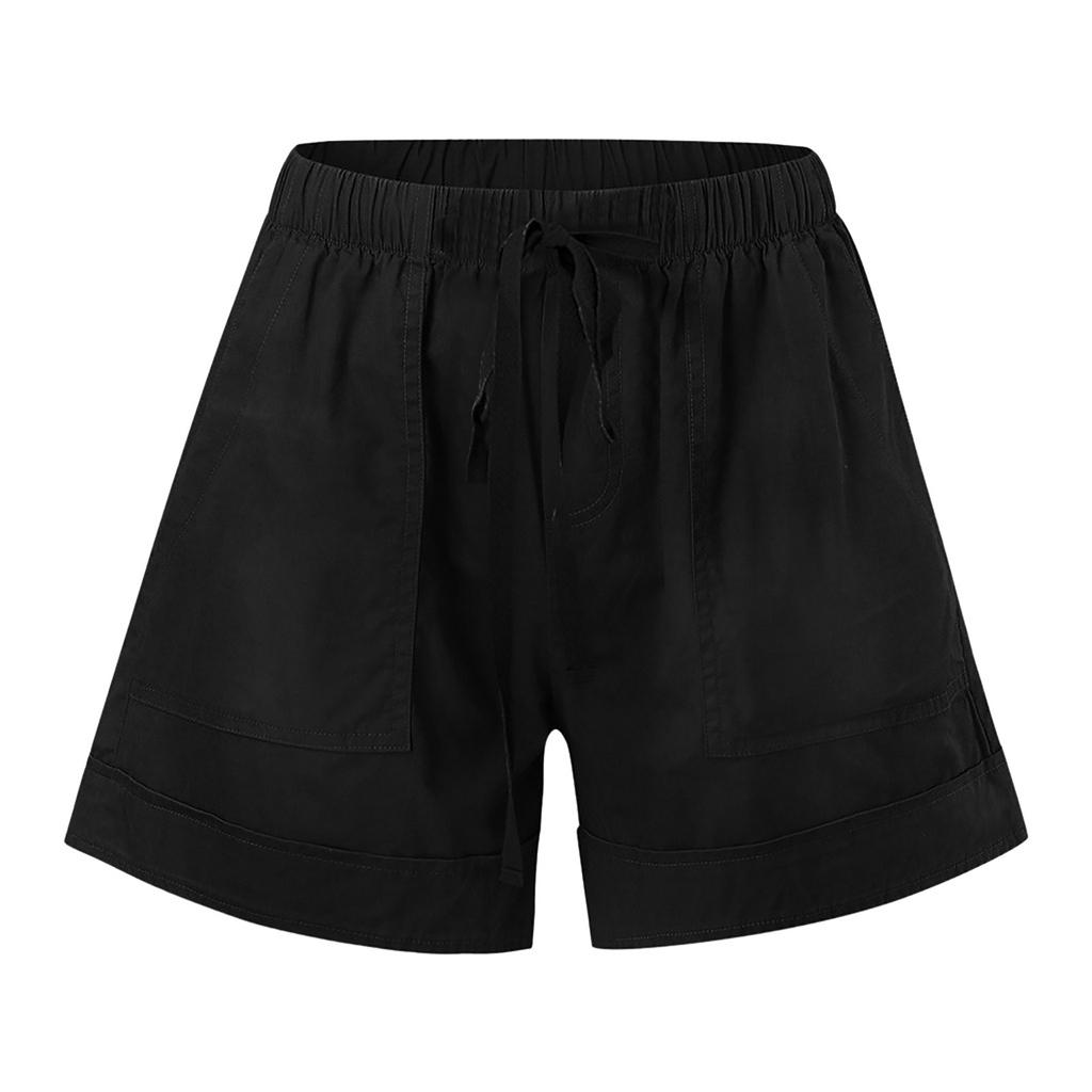 Womens Comfy Drawstring Casual Elastic Waist Pocketed Loose Shorts Pants