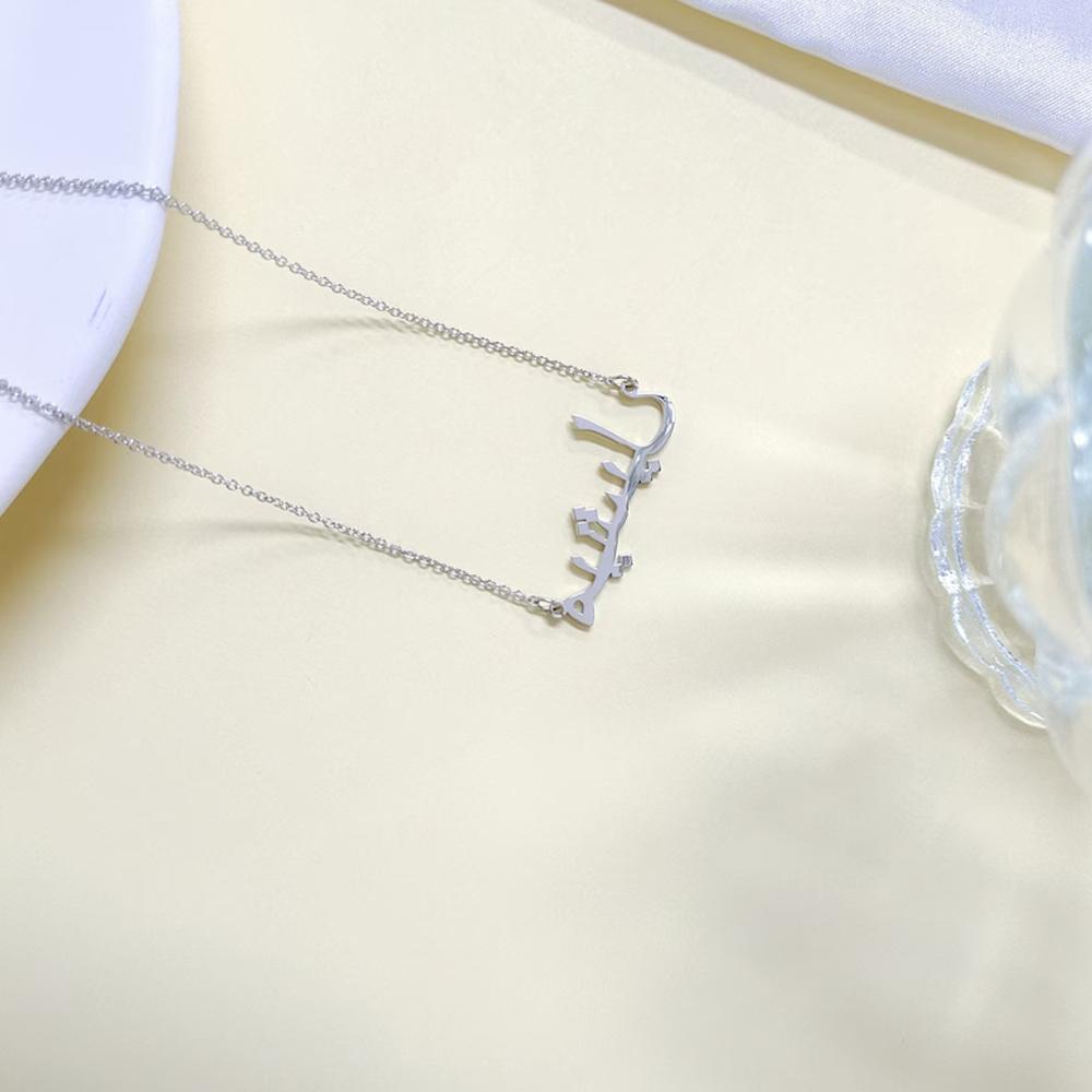 Custom Arabic Name Necklace with Pink Bag Personalised Pendant Stainless Steel Jewelry Customized Islamic Trend Christmas Gifts