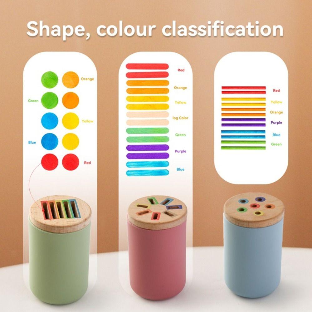 Montessori Shape and Color Sorting Toy Classification Cups Wooden Fine Motor Sensory Toy  Toddler