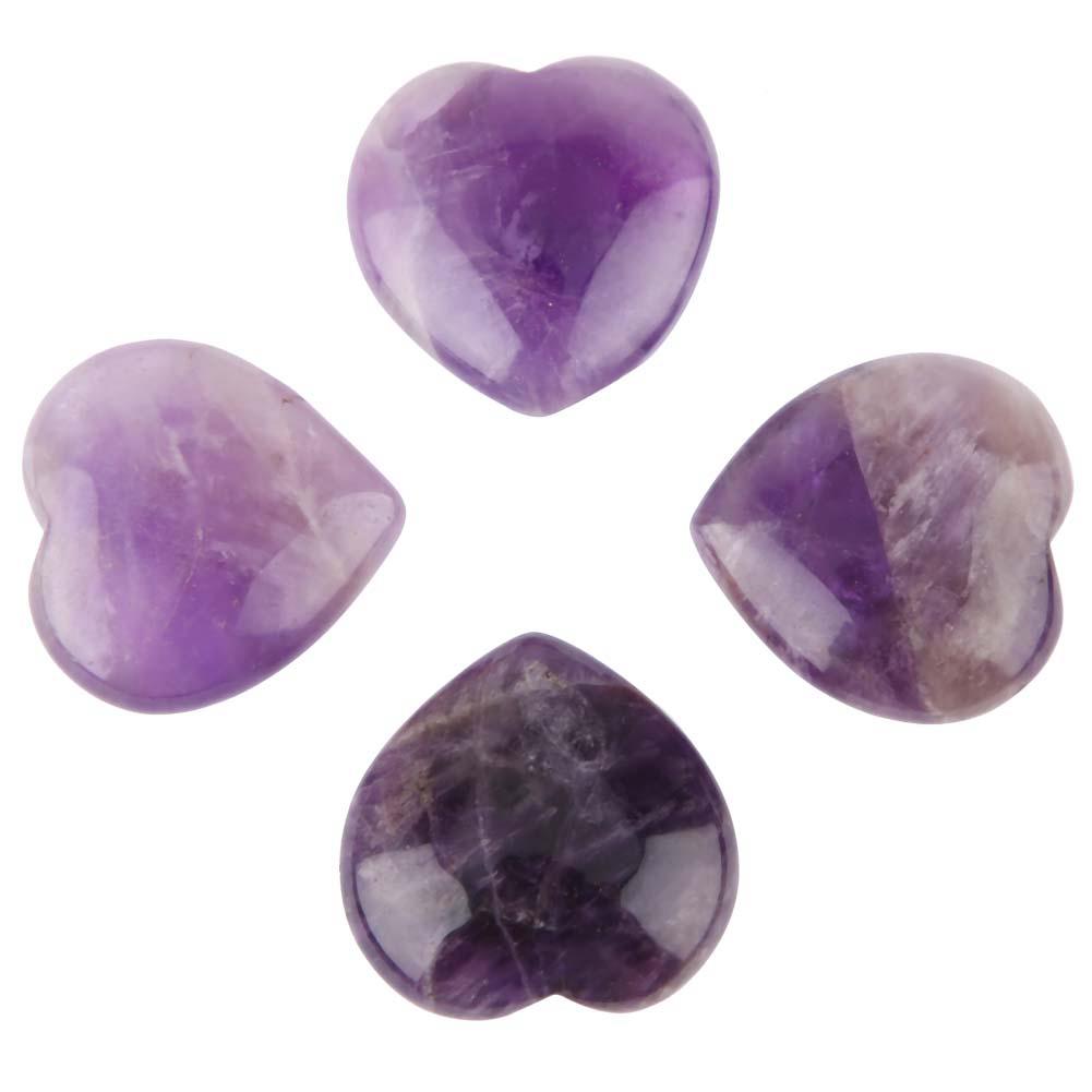 Natural Crystal Healing Stone Love Heart shape Fluorite Gemstone Home Decor(Amethyst)
