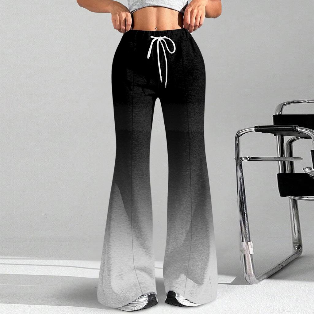 Damenmode Lockerer Kordelzugbund Farbverlauf Bedruckte Lässige Sporthose Lässige Schlaghose