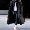 Men Winter Overcoat Faux Fur Thicken Long Sleeves Pockets Solid Color Warm Midi