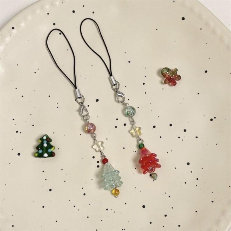 Cute Phone Strap Trendy Phone Chain Christmas Tree DIY Phone Charm for Holidy