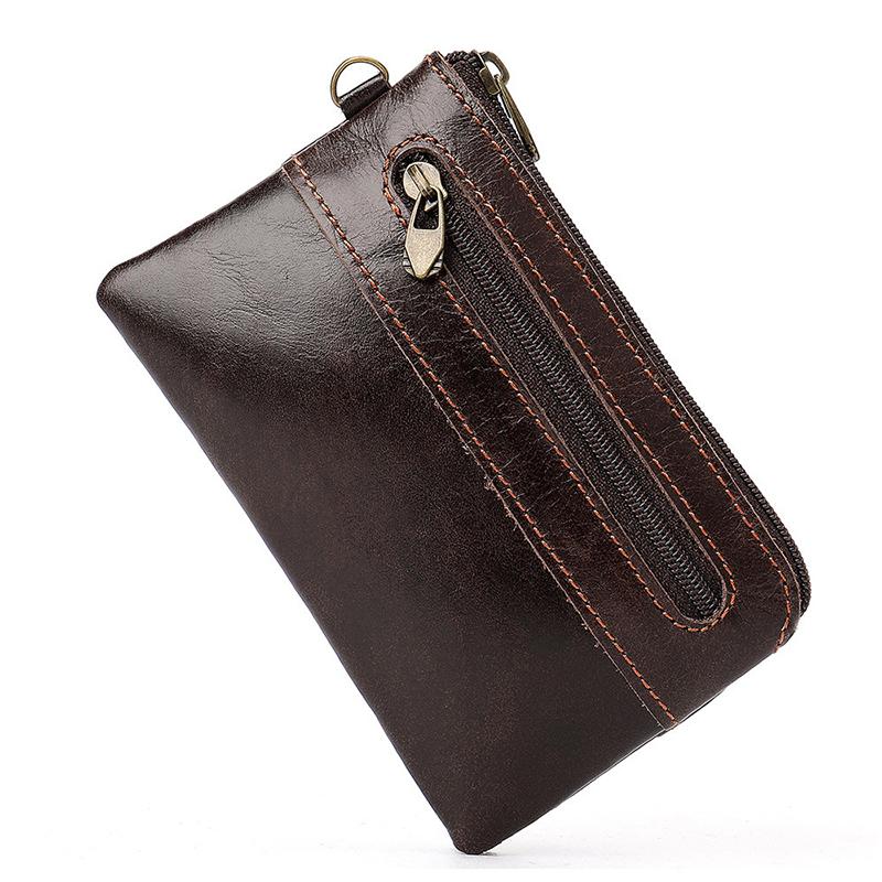 Men's and Women's Purse Coin Purse Leather Vintage Cowhide Zipper Card Cowhide Coin Bag Coin Wallet