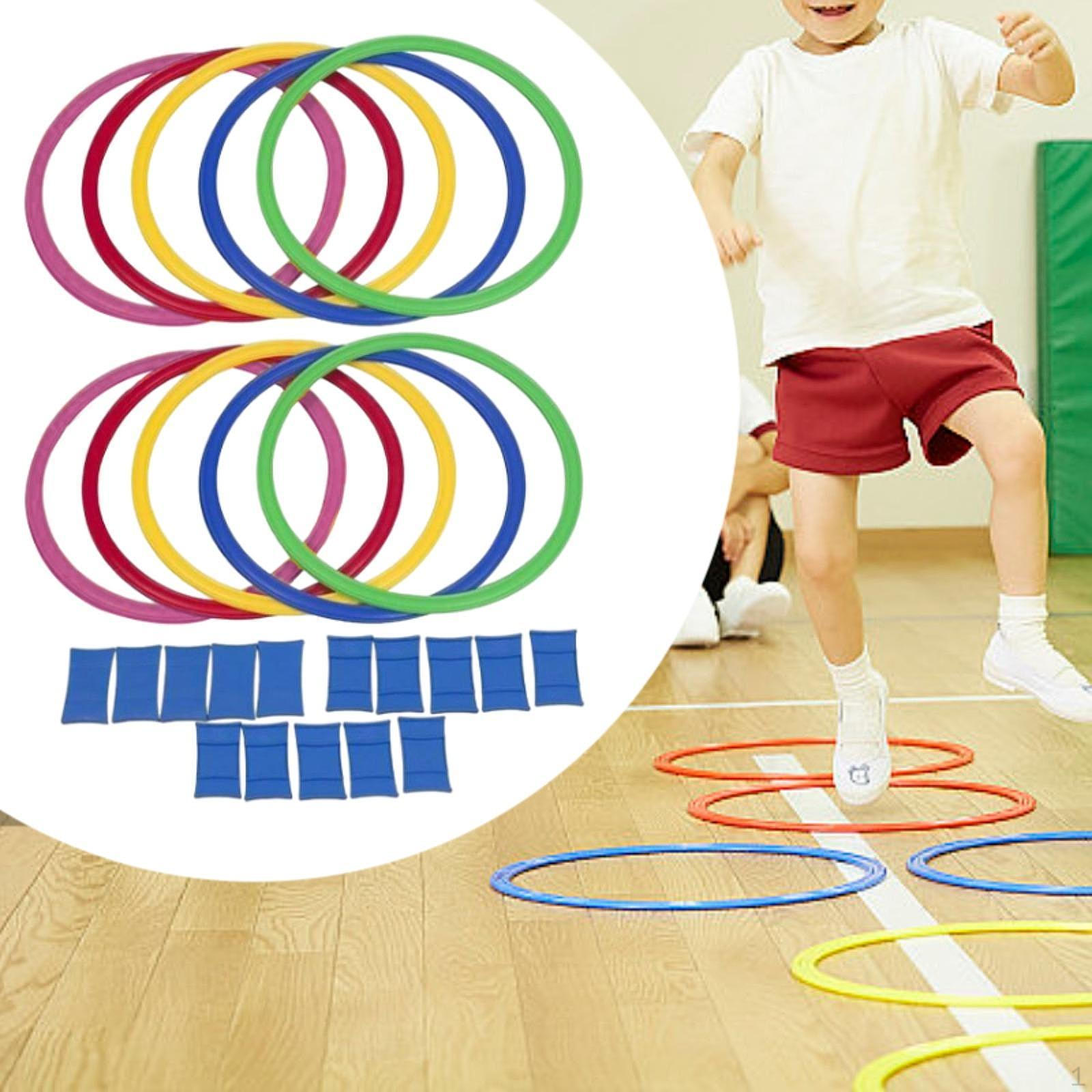 

10 штук Кольца для тренировки ловкости и работы ног, детские игрушки для дома, классики, детский сад, сенсорные 42cm