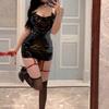 Sexy Underwear New Spice Girls Sexy Splicing Sling PU Bright Skin Tight Ultra-short Hip Tight Dress