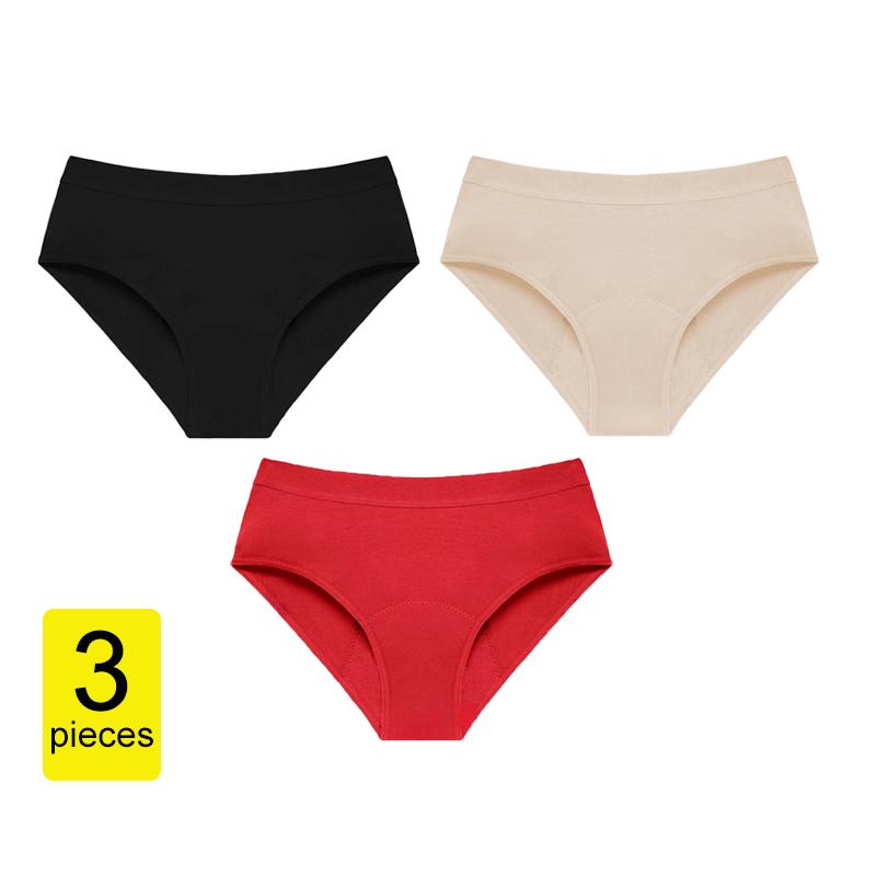3Pcs Heavy Flow Menstrual Panties 4-Layer Women Period Physiological Underwear EU Size Absorbency Leak Proof Incontinence Brie S