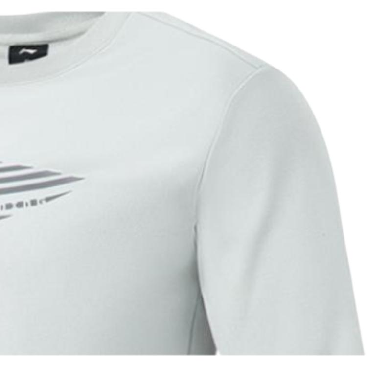 Li-Ning Fitness Series Warm Fleece Pullover Crew Neck Long Sleeve Sweatshirt Men Sweatshirt River-Stone-Gray AWDTA63-4