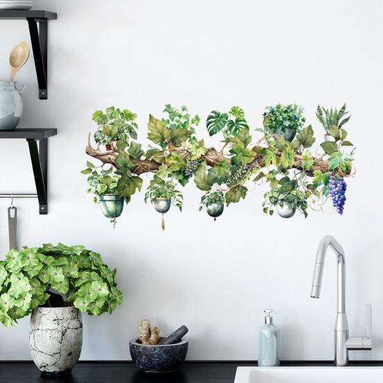 Potted Plants Shelf Wall Sticker Waterproof PVC Self-adhesive Living Room Bedroom Home Office Potted Greenery Shelf Decoration Decal
