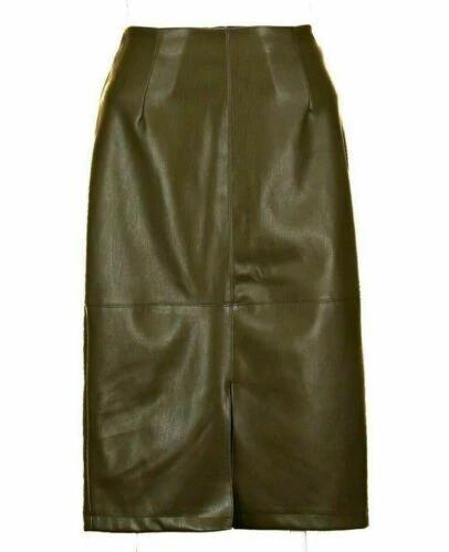 Stylish New Green Women's Genuine Soft Lambskin Leather Skirt Formal Casual Soft