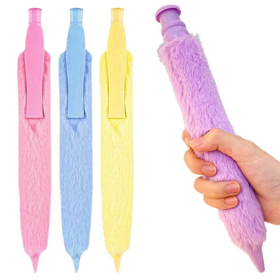 Giant Plush Click Pens Fluffy Press Ballpoint Pen Fun Party Favor Pen Novelty Writing Tools for School Journaling Gifts