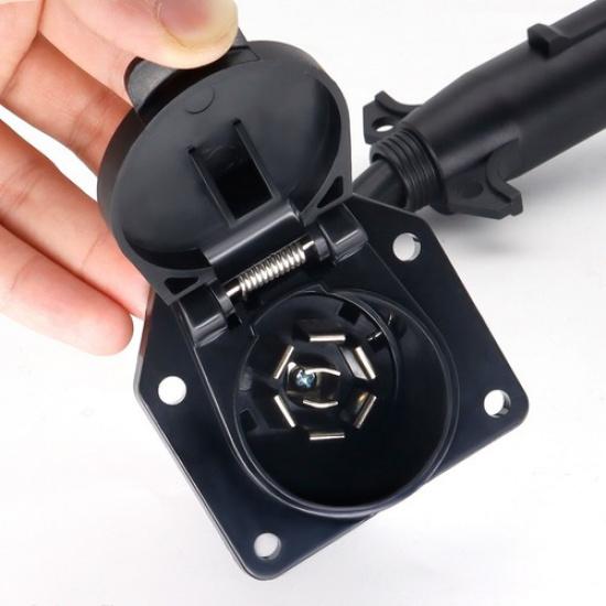 7 Way Round Pin Truck To 7 Way Blade RV Trailer Adapter Wiring Plug Converter .