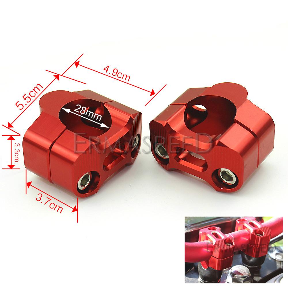 Universal 7/8" CNC Aluminum Motorcycle Handlebar with 28mm Handlebar Risers Clamps Adaptor for Dirt Pit Bike Motocross