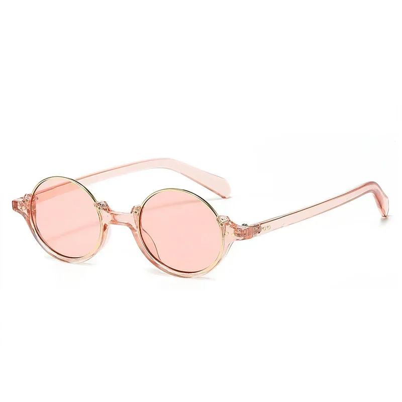  Vintage Rimless Round Sunglasses Women Fashion Leopard Tea Gradient Shades UV400 Men Trending Rivets Punk Sun Glasses