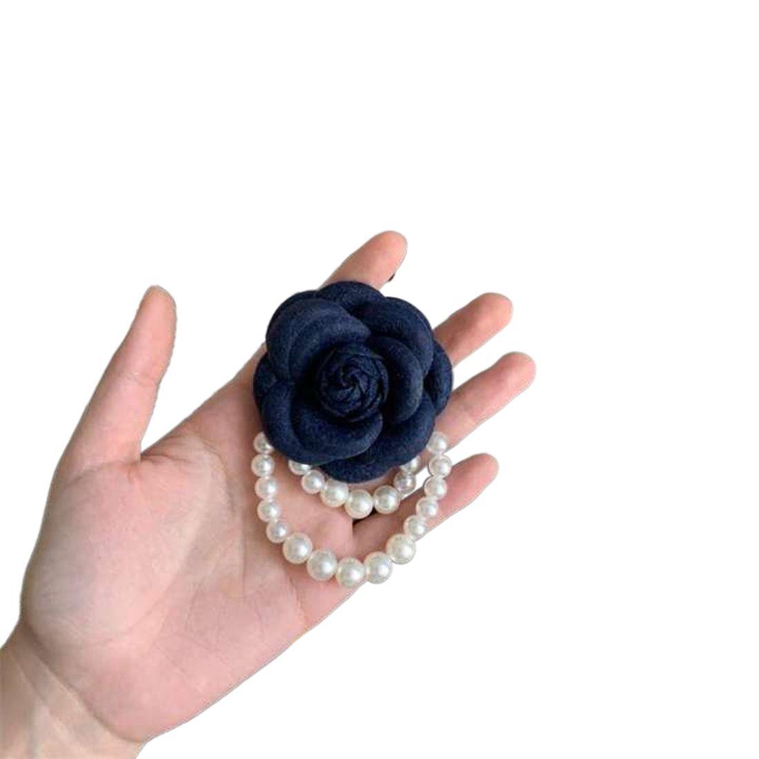 

Камелия Цветок Жемчуг Модная Бижутерия Пин Корейский Стиль Брошь Аксессуары для Воротника Рубашки Женская Брошь синий